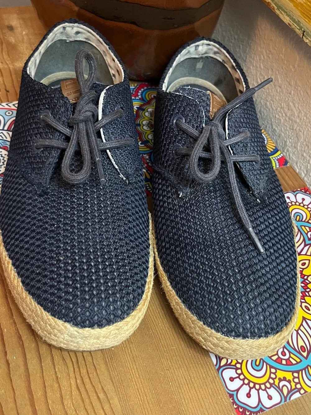 Ben Sherman Navy Knit Espadrille Slip-Ons